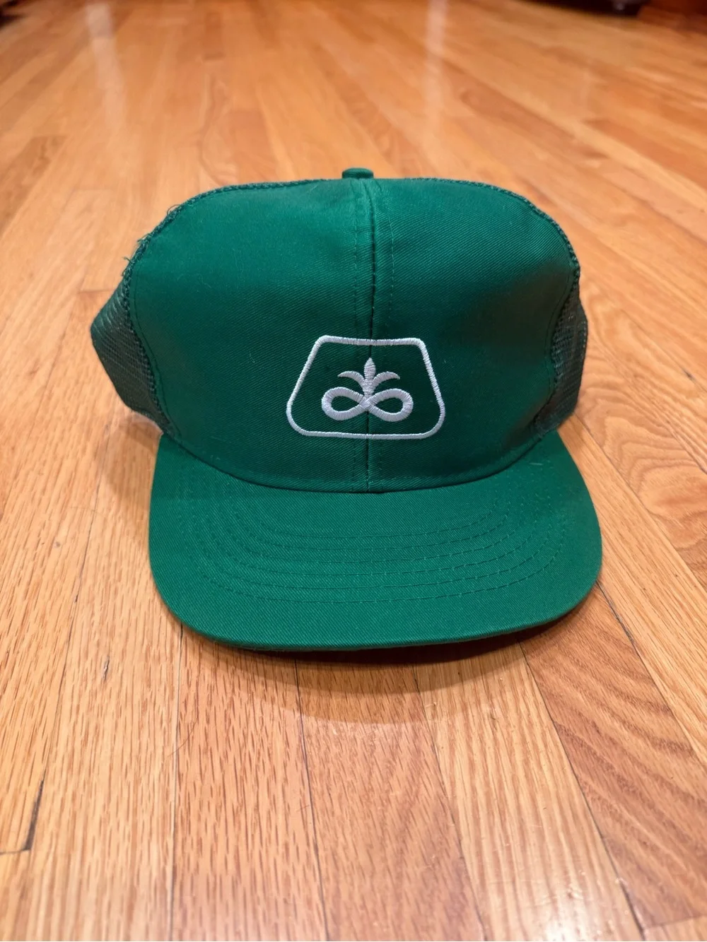 Green Trucker Farm Cap with White Embroidered Logo